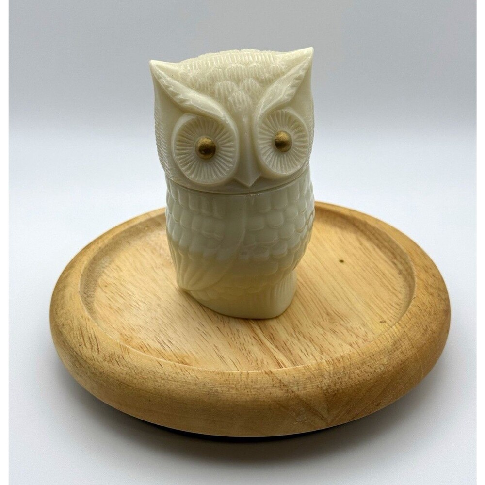 Avon White Owl Glass Jar